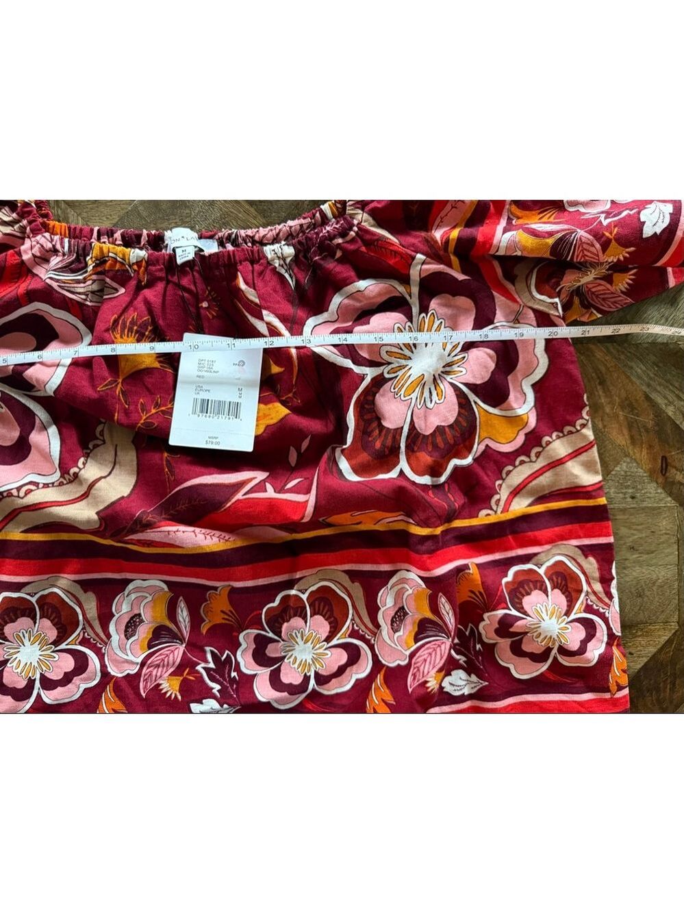 Women's Gibson & Latimer Floral Off-Shoulder Top Red/Pink Size M - Picture 6 of 7